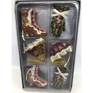 Gisela Graham Old Victorian Hanging Ornaments Decorations Set of 6 NIB